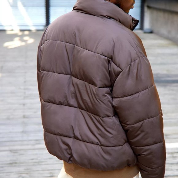Urban Outfitters, iets frans Recycled Puffer Jacket, Brown, Small - Picture 5 of 6
